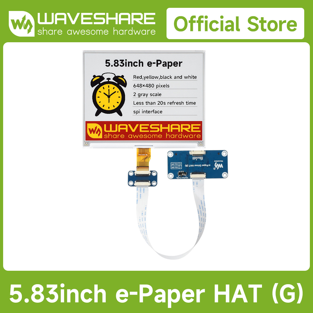 Display Epaper 2.9 - شاشة Waveshare مقاس 5.83 بوصة (G)،